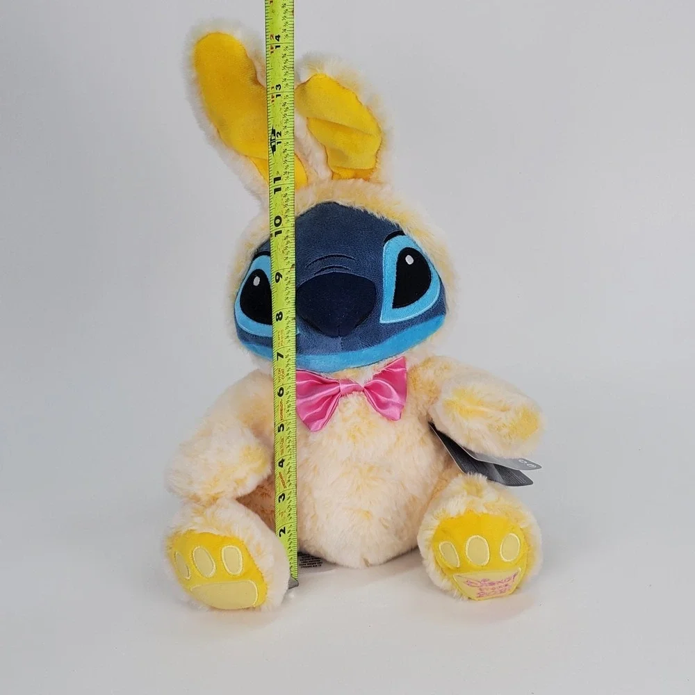 Disney Store 2021 Stitch Easter Bunny Plush Yellow Costume Pink Bow 15 Inch‎ NWT